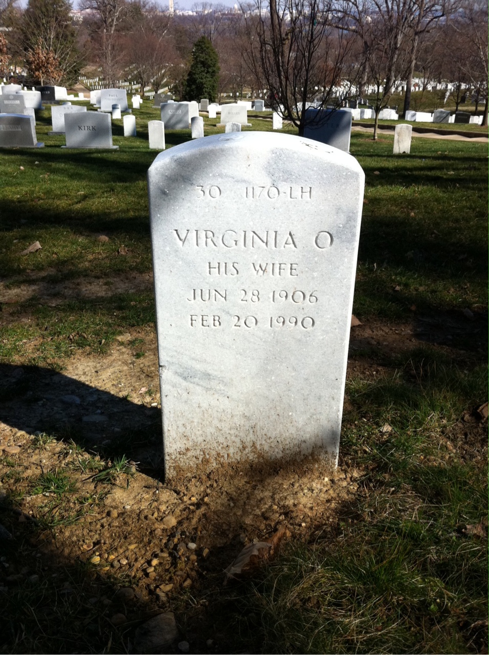 Back of headstone — Virginia Anderson