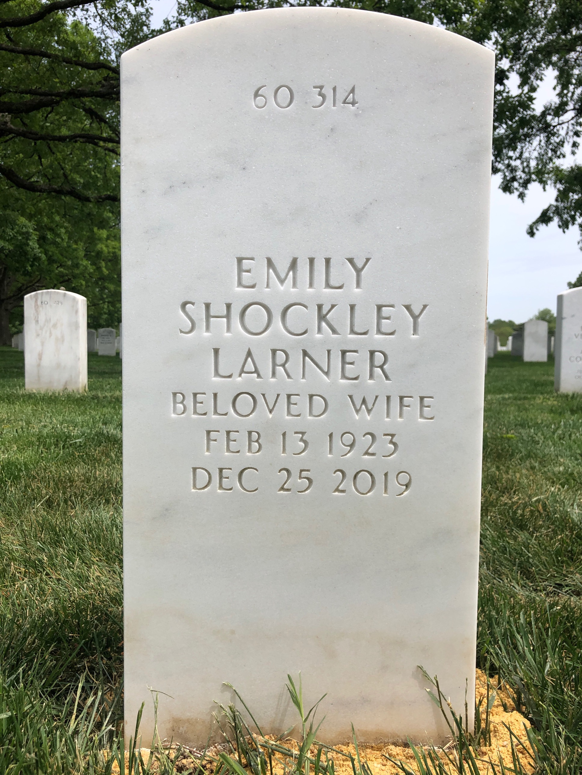 Back of headstone — Edward Larner
