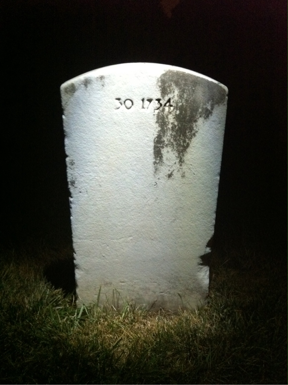 Back of headstone — William P Hunt