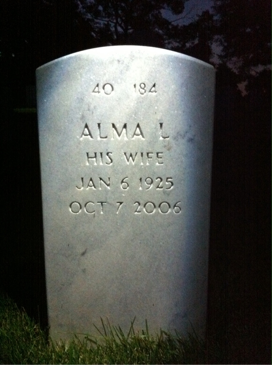 Back of headstone — P Harry Tesauro