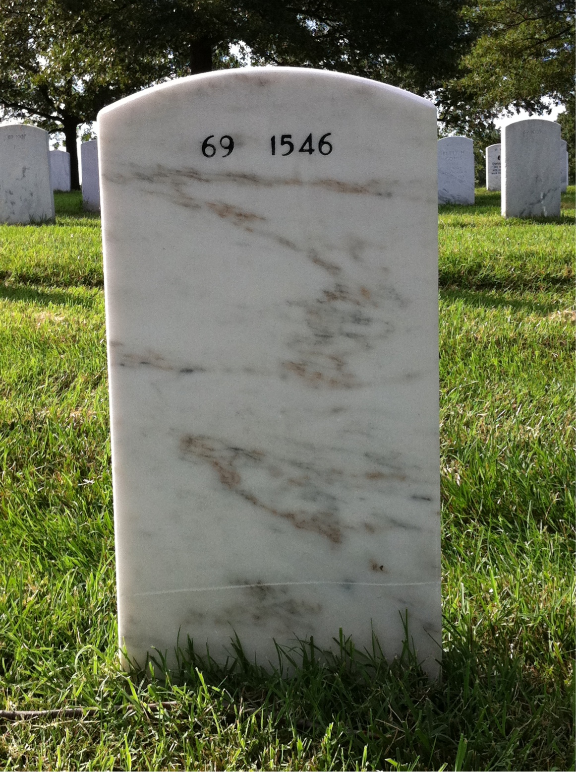 Back of headstone — Raymond Carrington