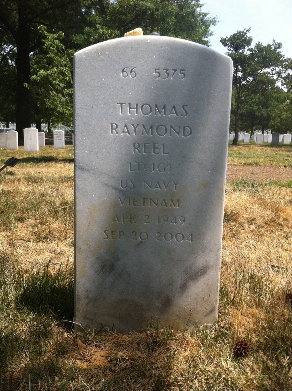 Back of headstone — Thomas Raymond Reel
