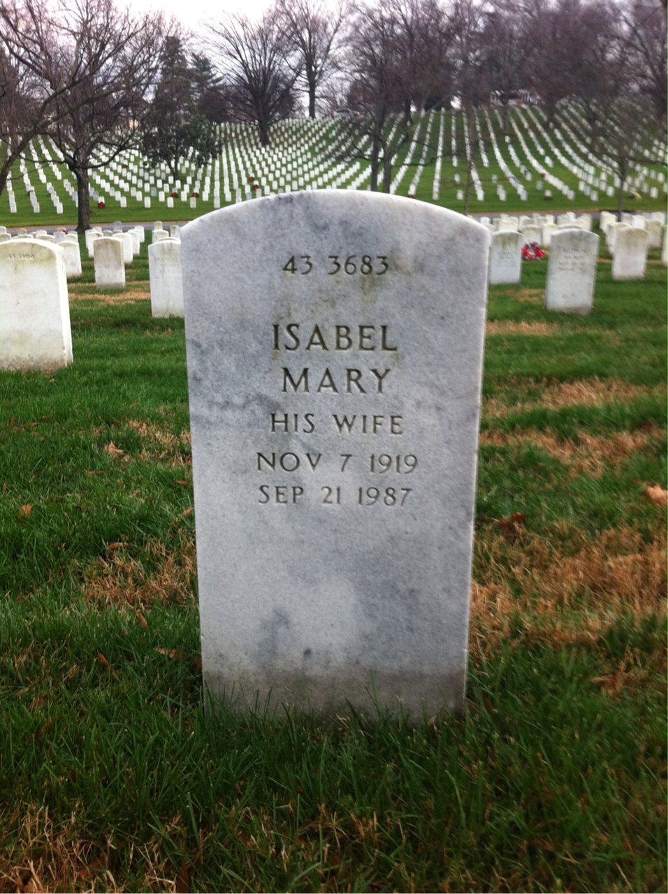 Back of headstone — Harris Benson
