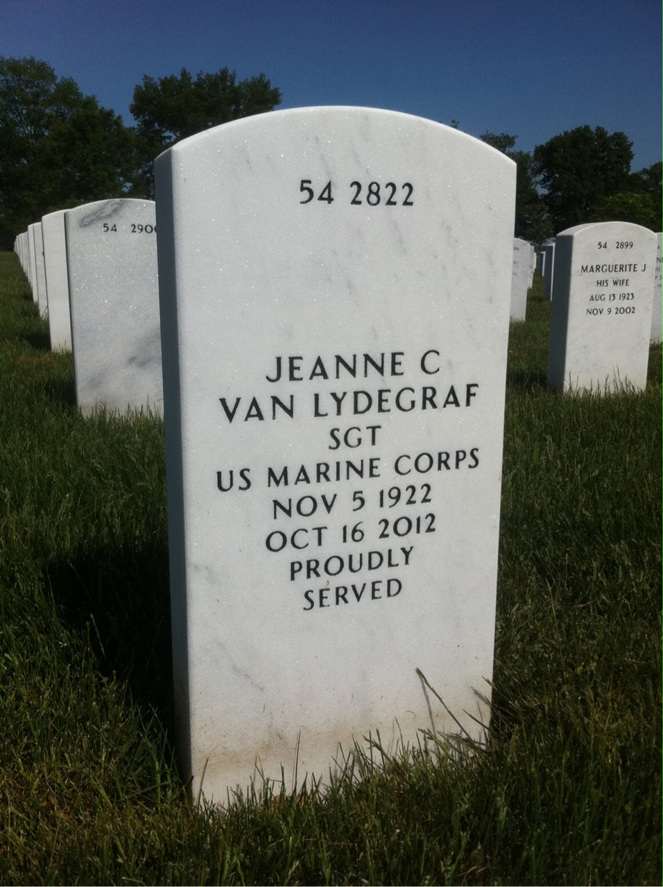 Back of headstone — Dean Van Lydegraf