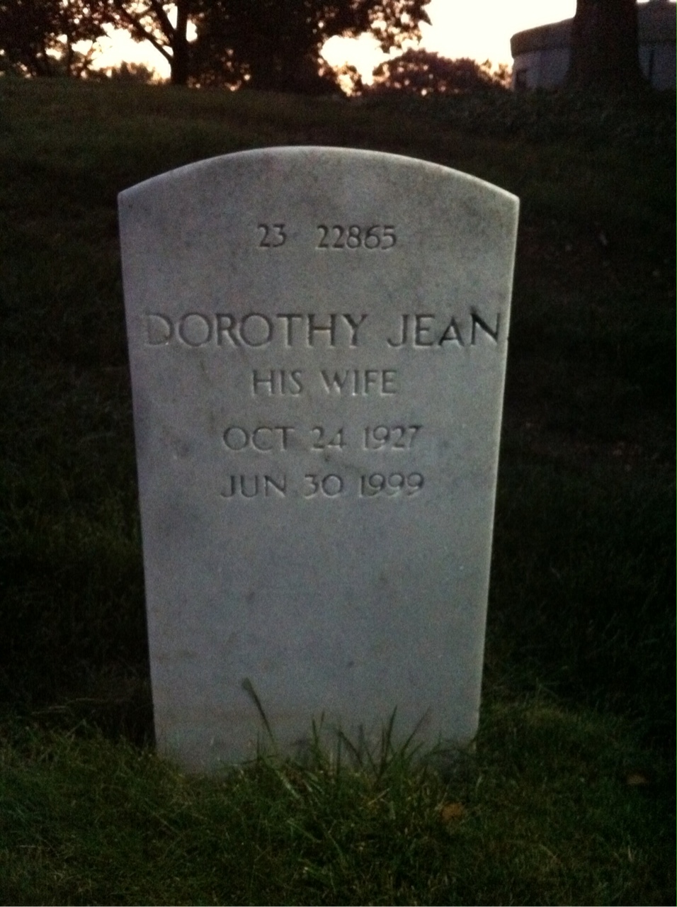 Back of headstone — Dorothy Bangsboll