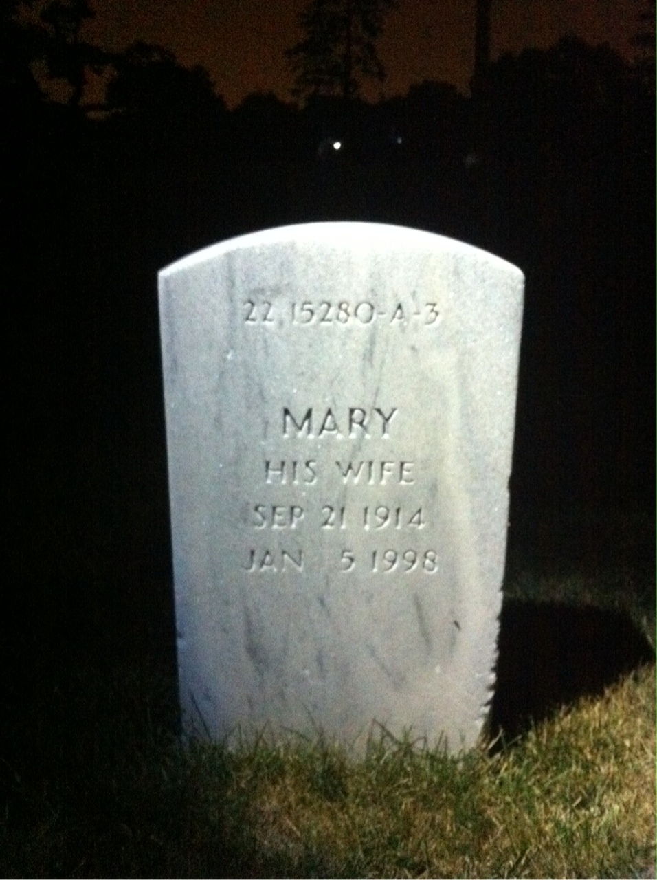 Back of headstone — Mary Boynton