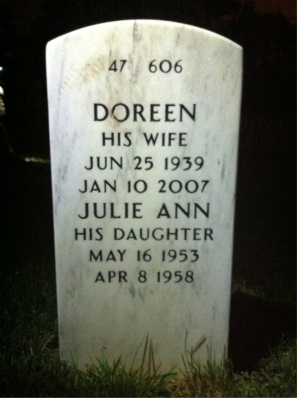 Back of headstone — Julian Kackley