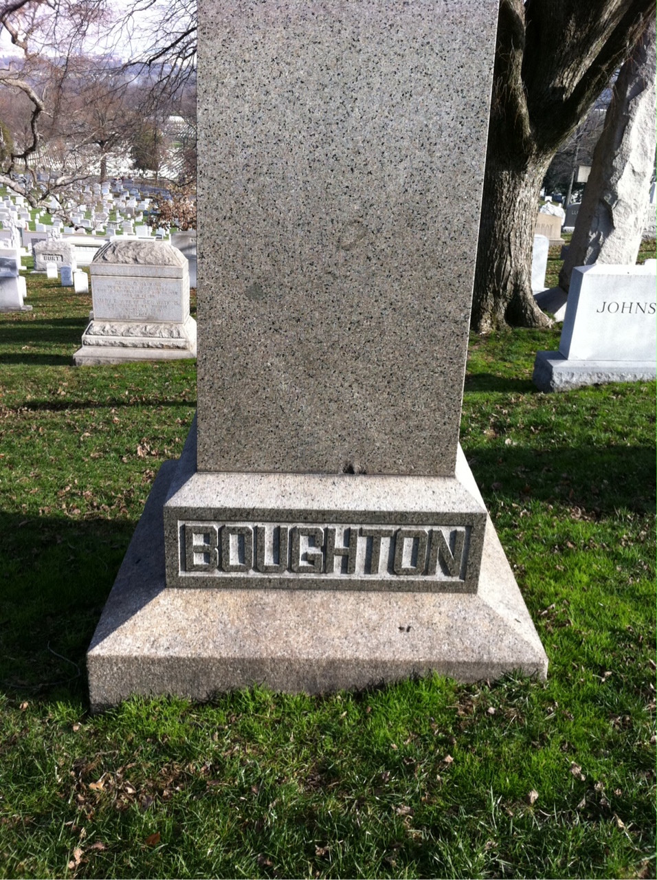 Back of headstone — Horace Boughton