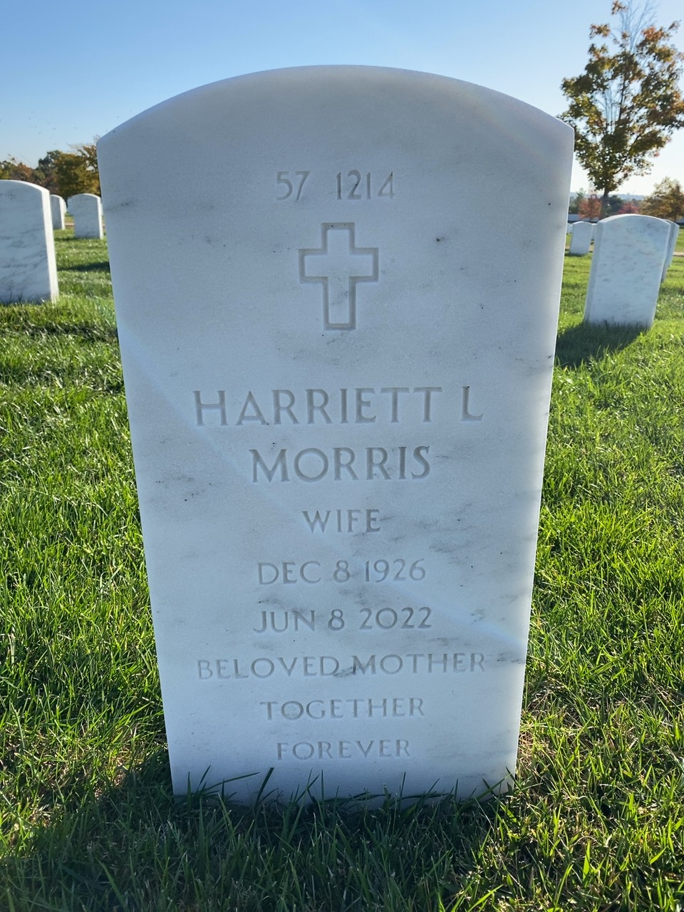 Back of headstone — Jack Morris