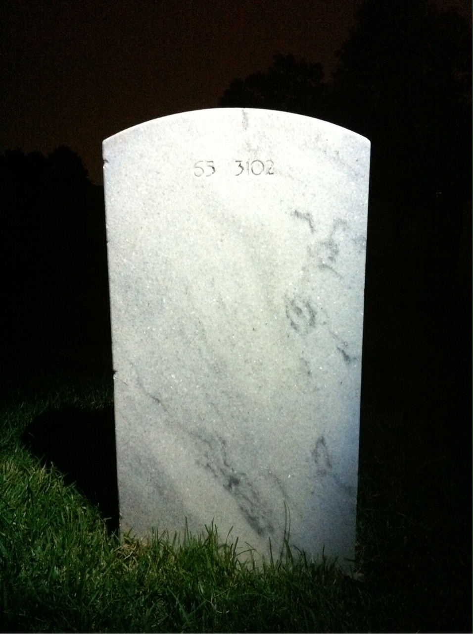 Back of headstone — William Timothy Coffey