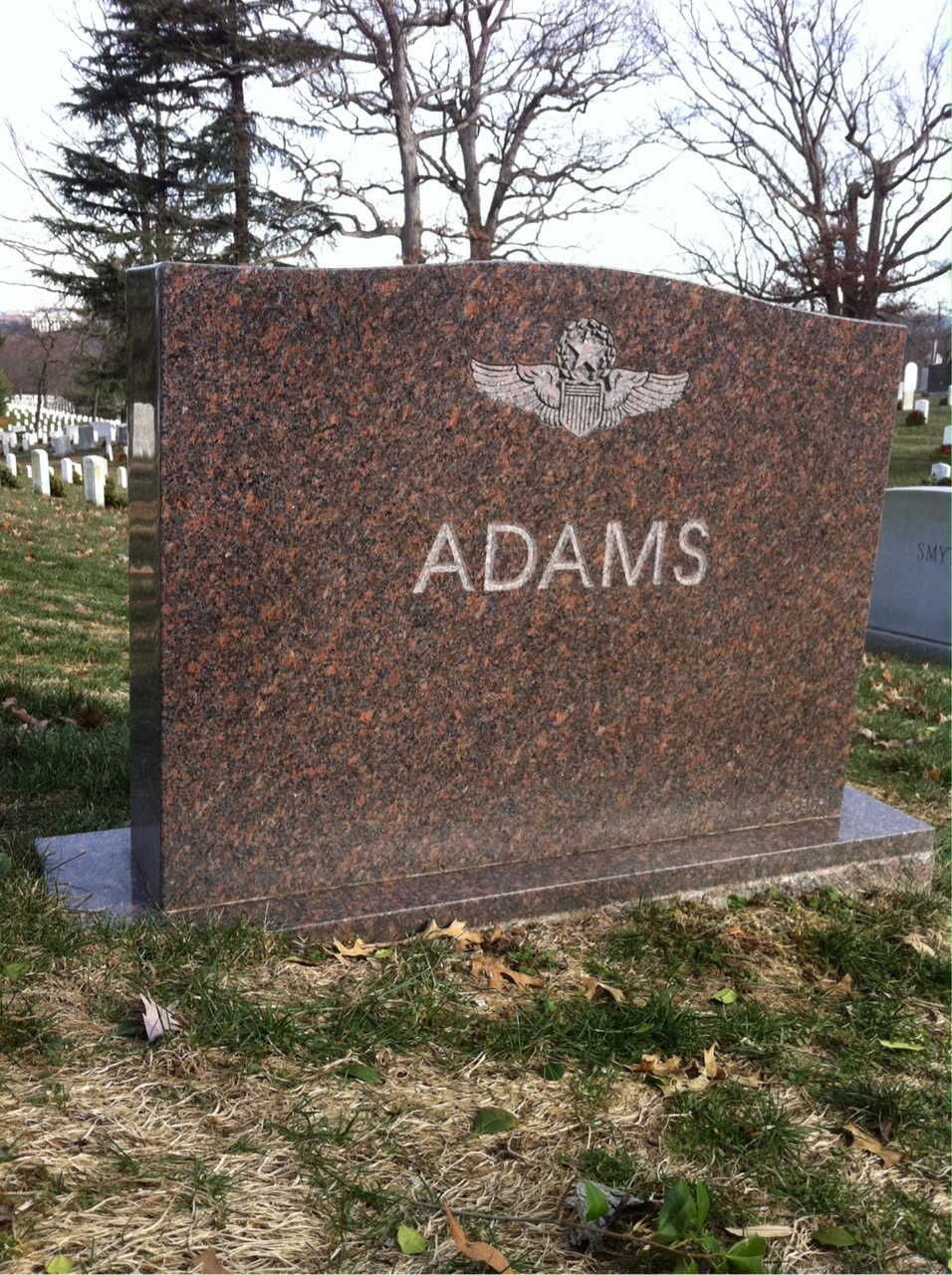 Back of headstone — Ouida Adams