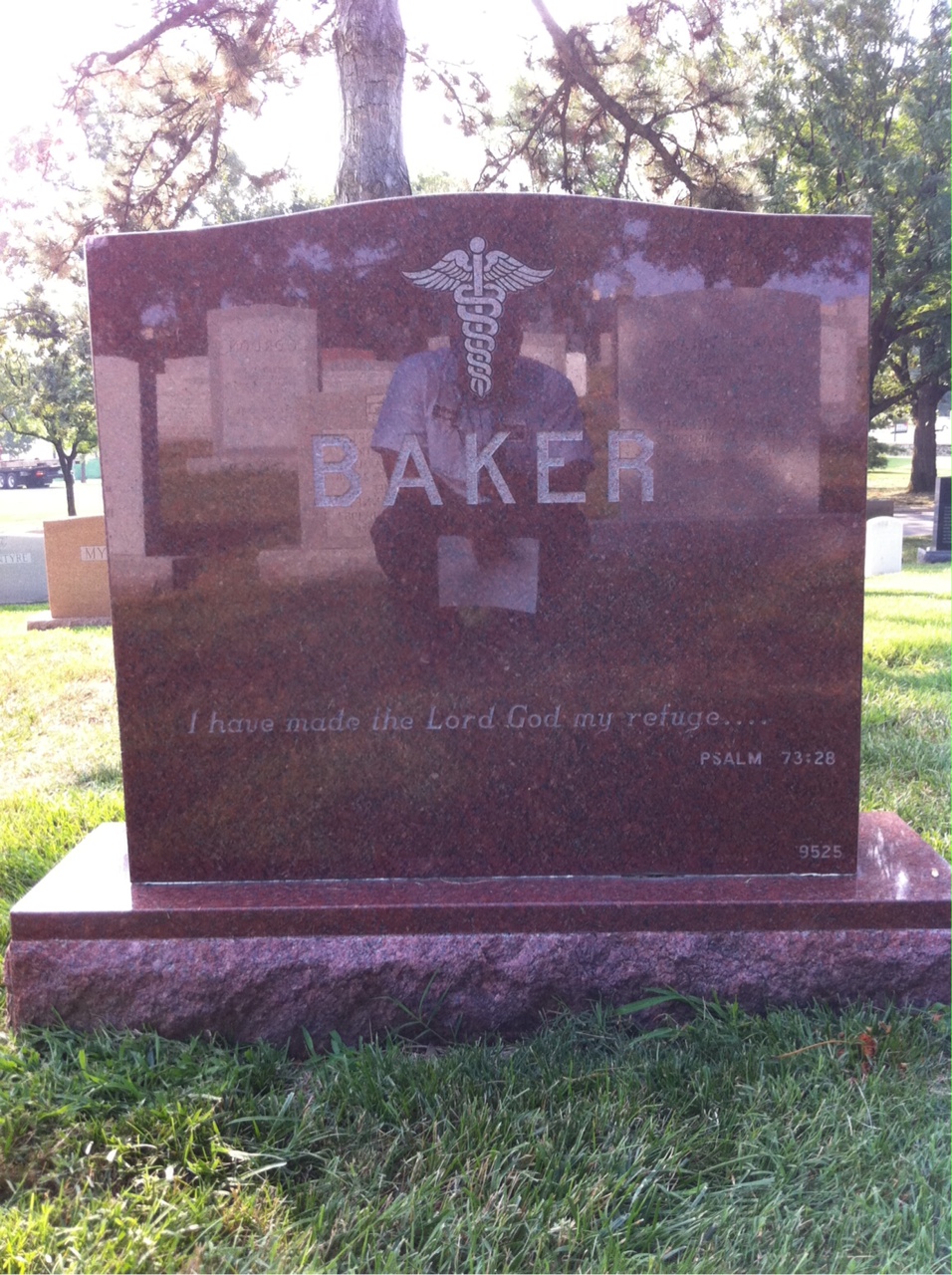 Back of headstone — Stewart Baker