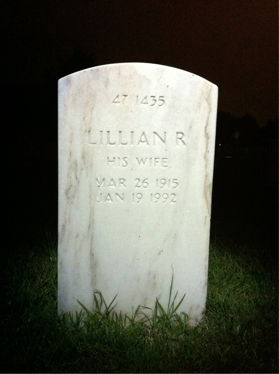 Back of headstone — Lillian Mcneil