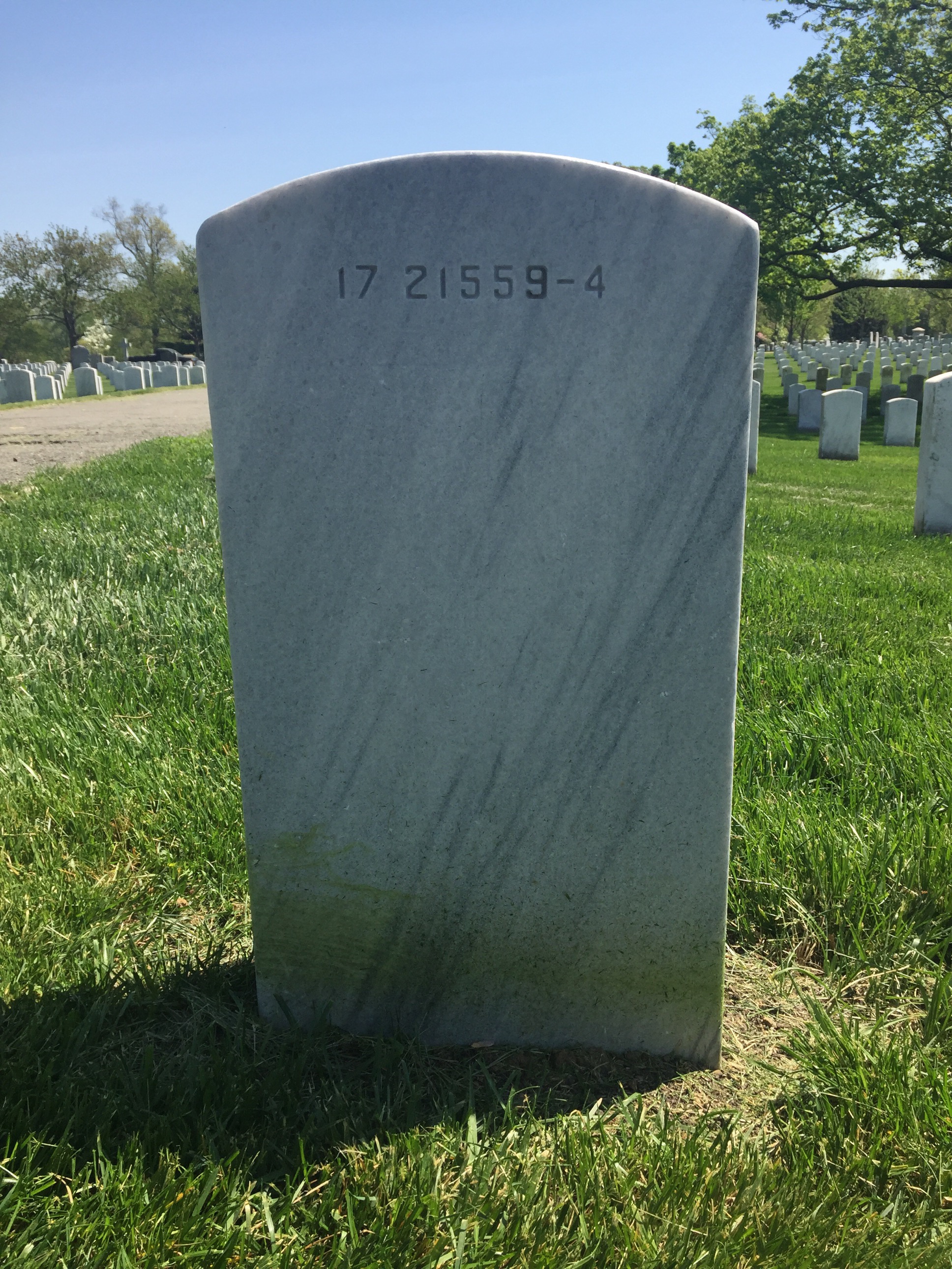 Back of headstone — James Biggins