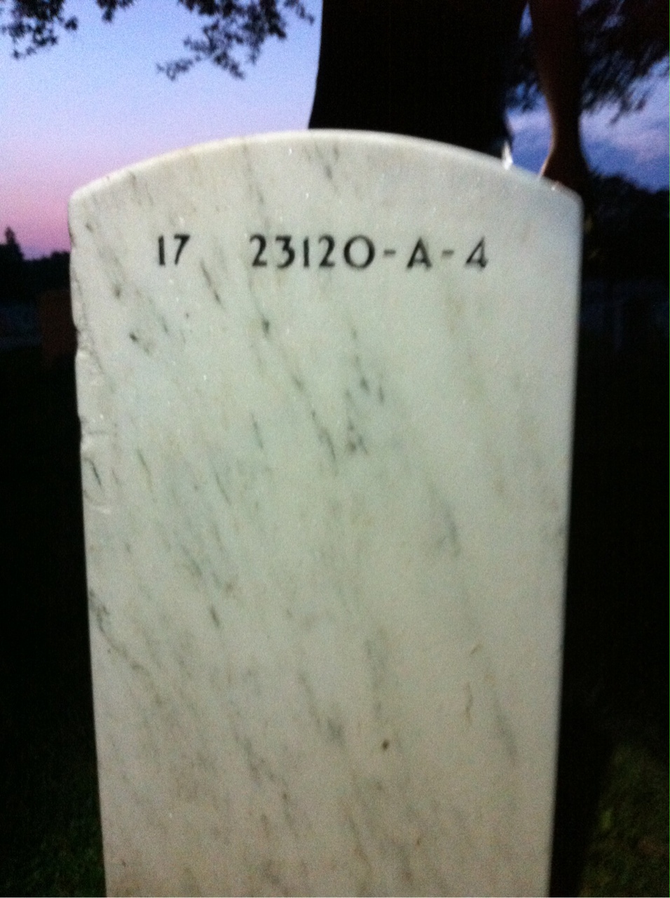 Back of headstone — Walter Crist