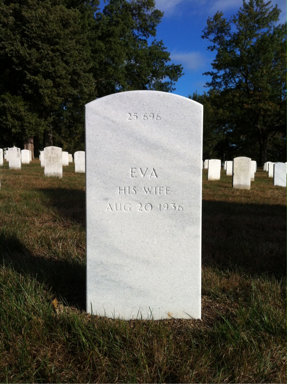 Back of headstone — Joseph Myers