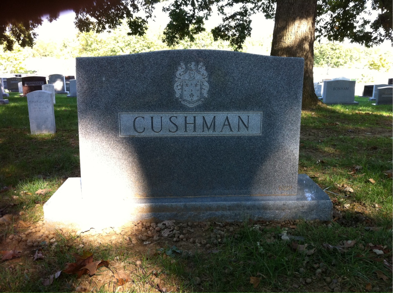 Back of headstone — Charles Cushman