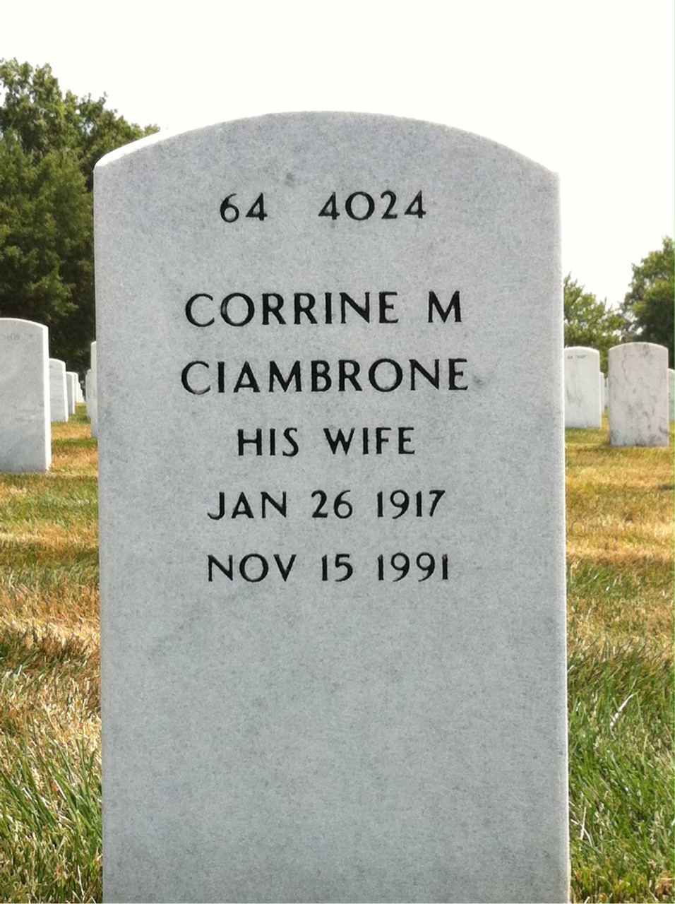 Back of headstone — Winnie Mccarthy