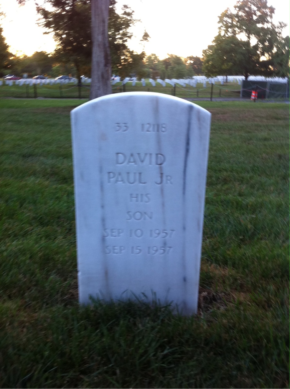 Back of headstone — David Albert