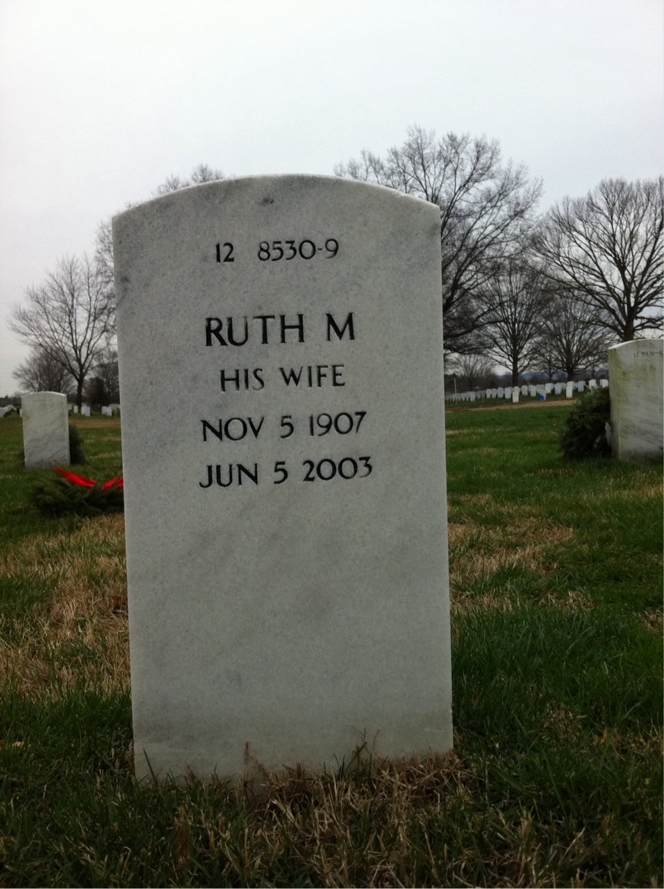 Back of headstone — Edmund T Lane