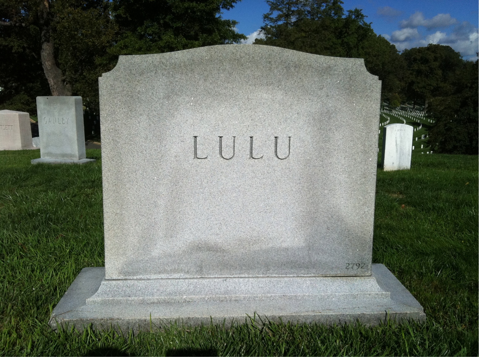 Back of headstone — Michael Lulu