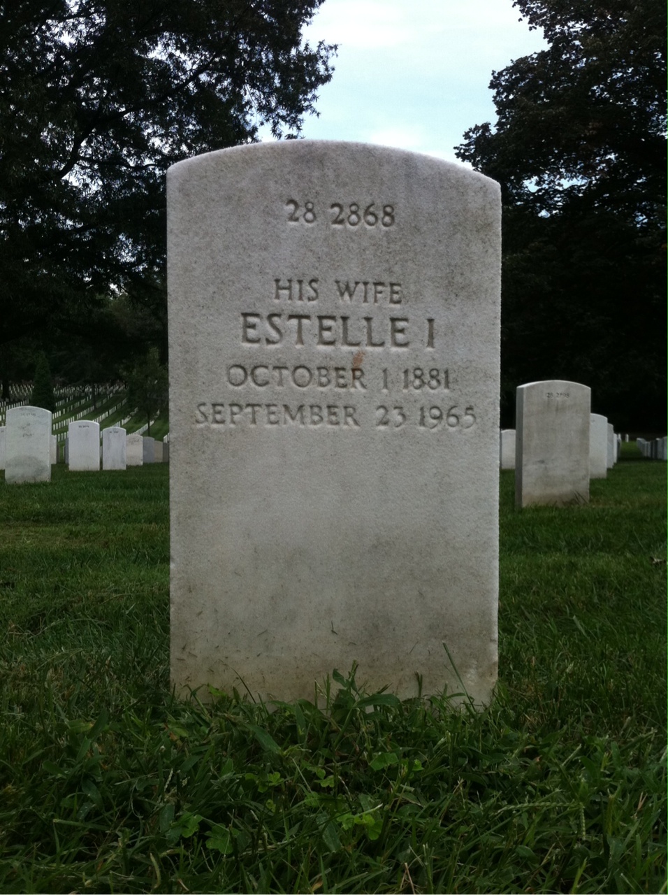 Back of headstone — Estelle Mohr