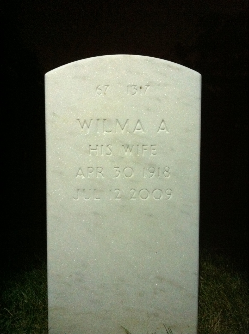 Back of headstone — Auno Olson