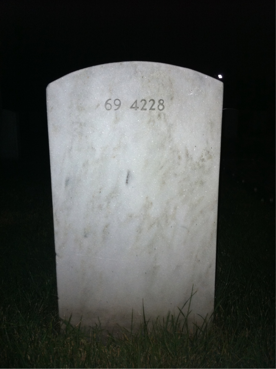 Back of headstone — Howard Alder