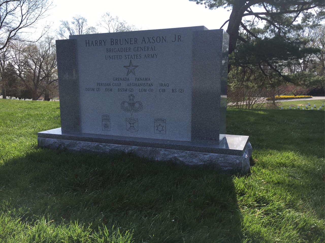 Back of headstone — Harry Axson