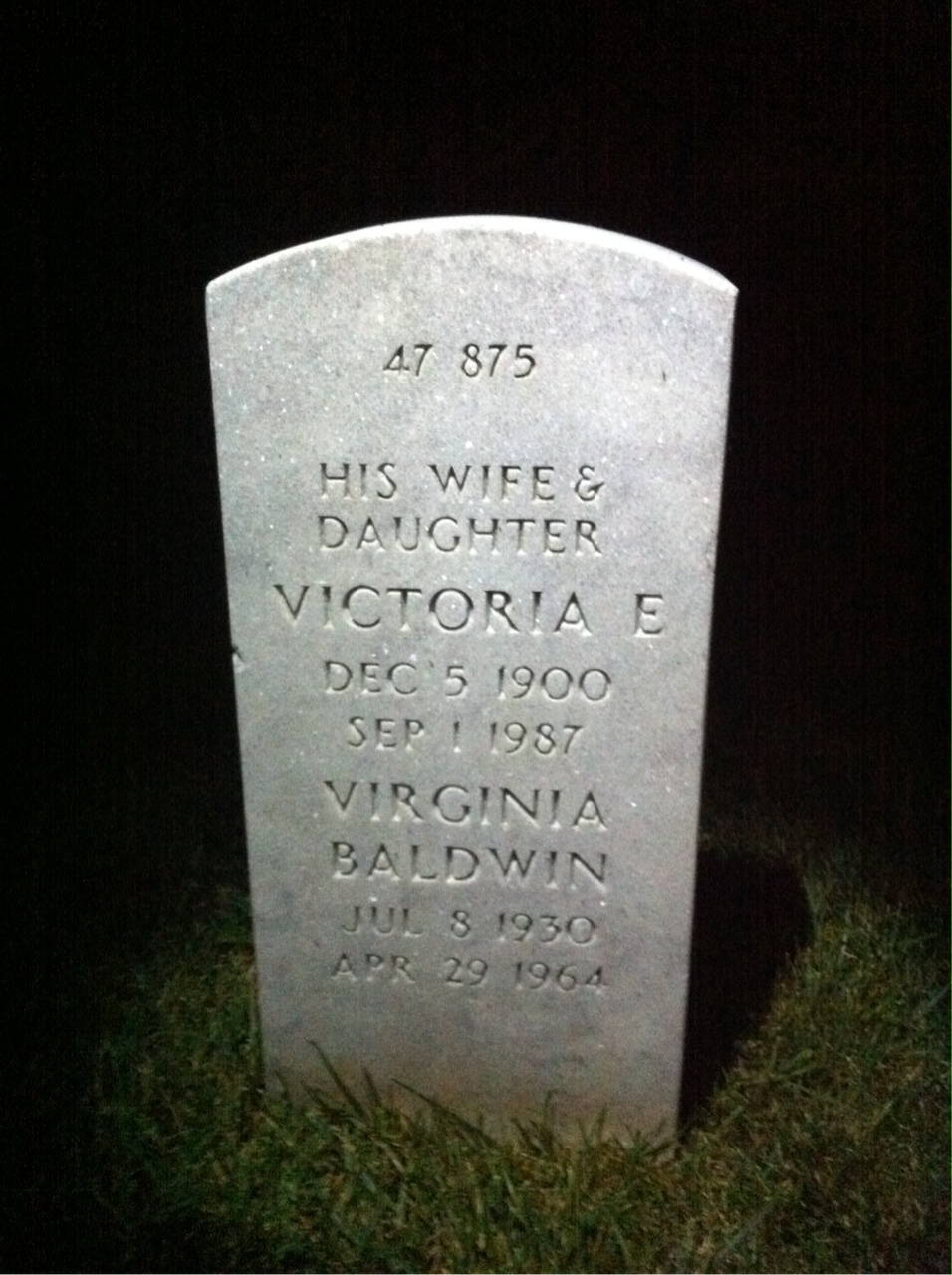 Back of headstone — Thomas V Cooper
