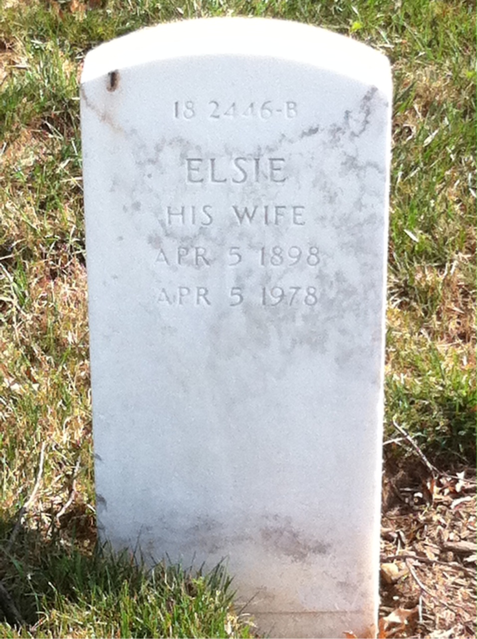 Back of headstone — Elsie Antoniow