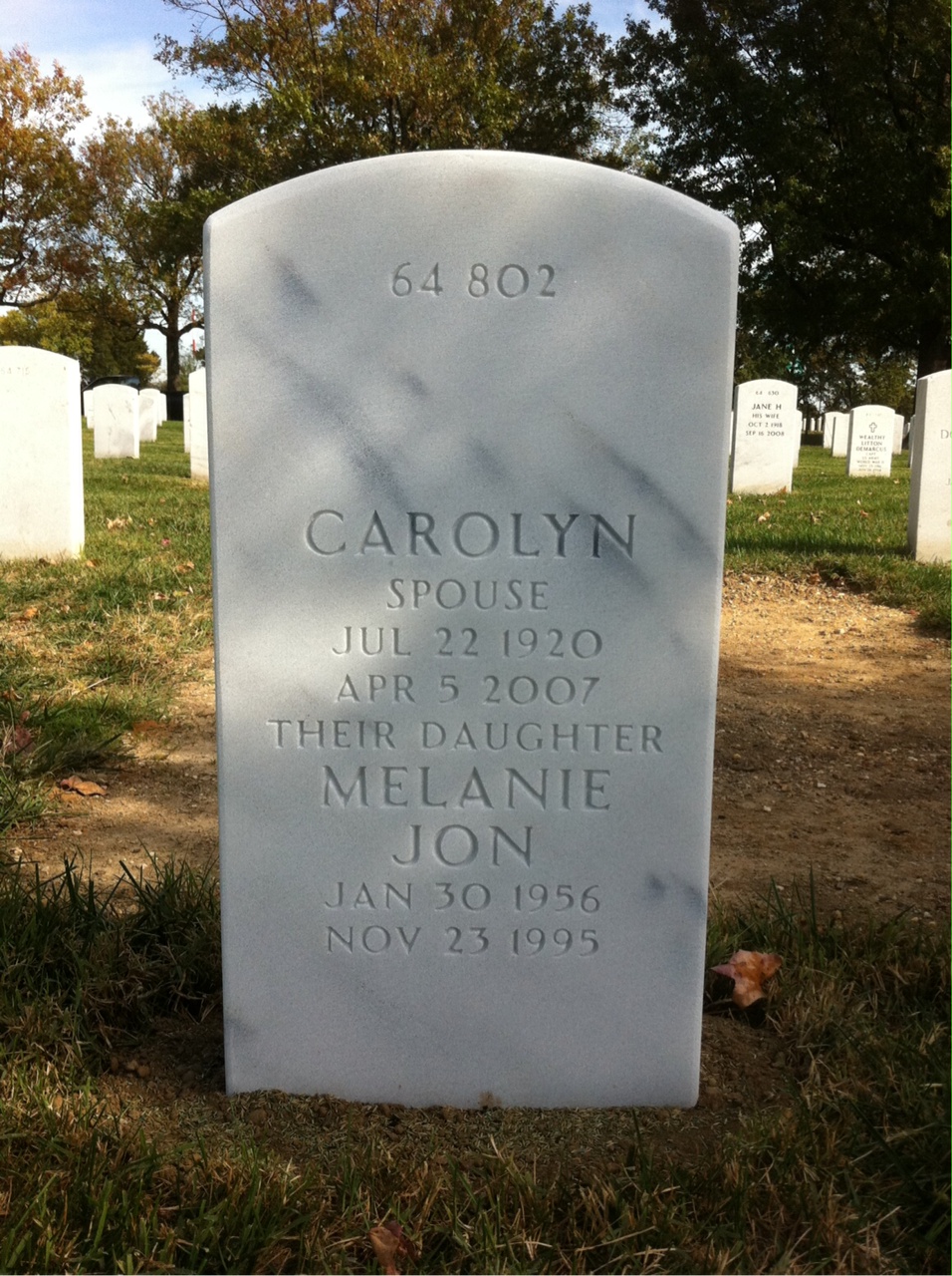 Back of headstone — John Otto