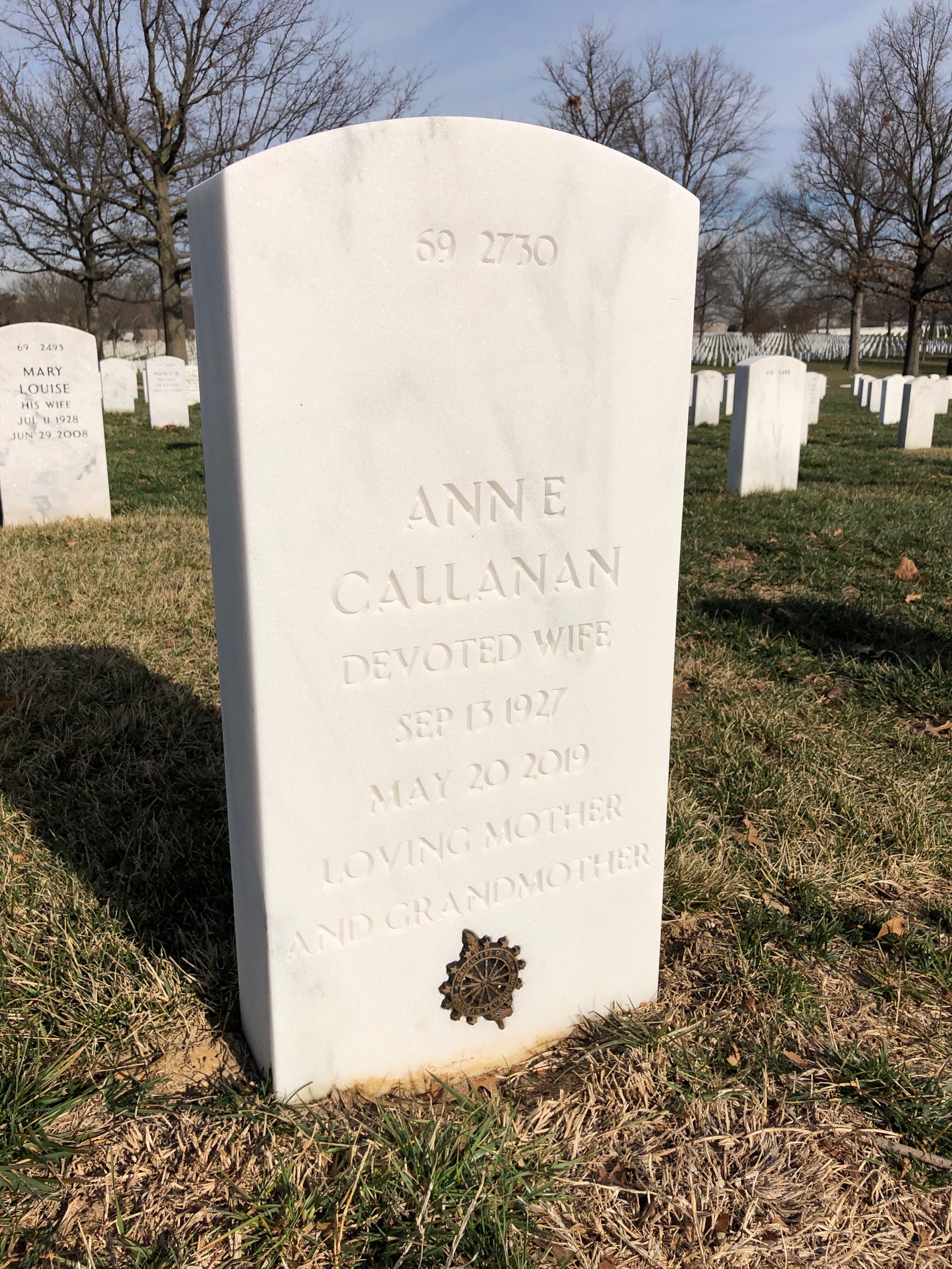 Back of headstone — Edward Callanan