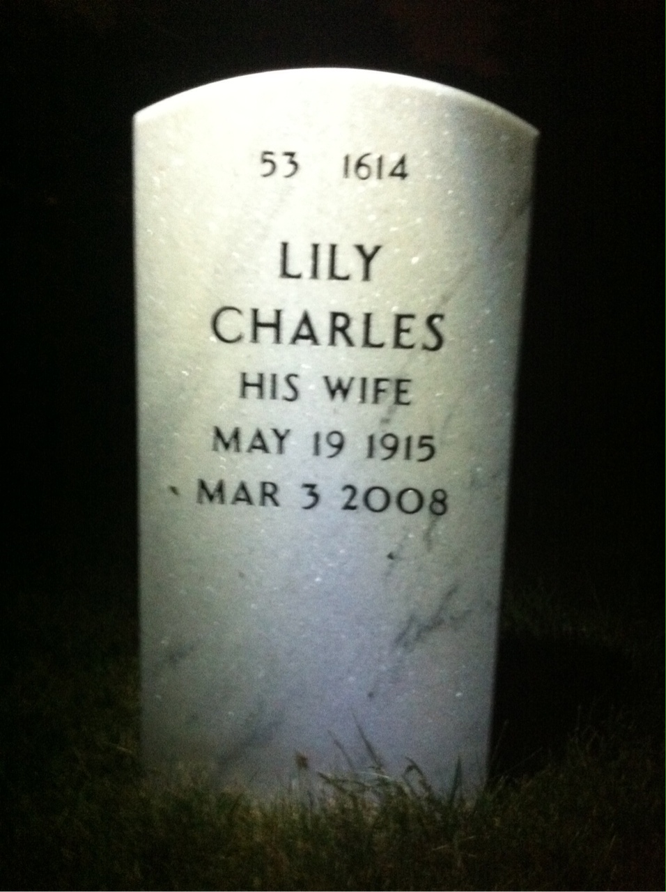 Back of headstone — Park Mccandless