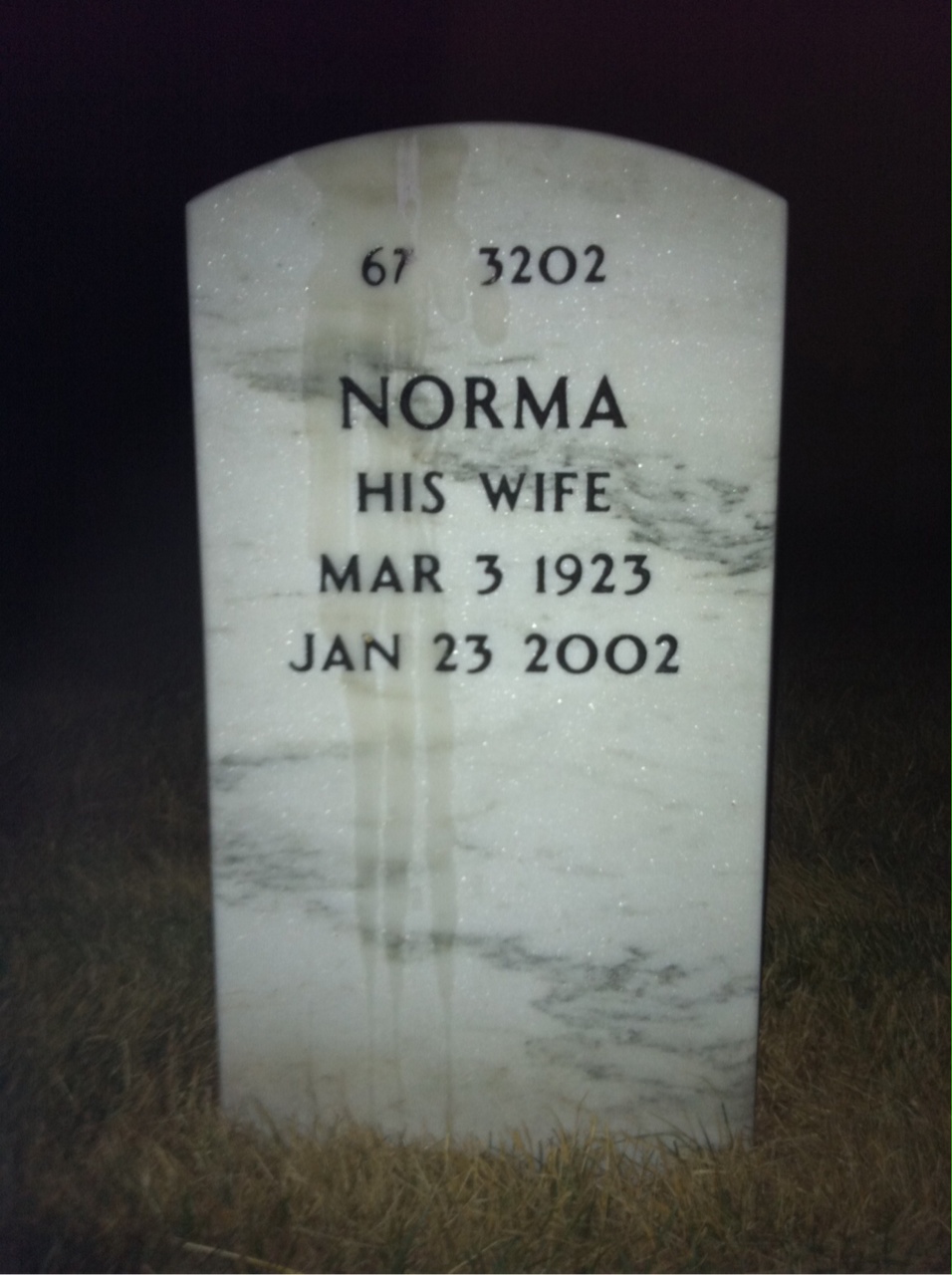 Back of headstone — James Miller