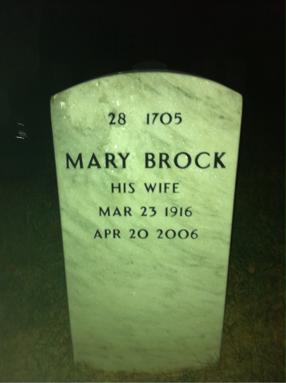 Back of headstone — Lester Dunning