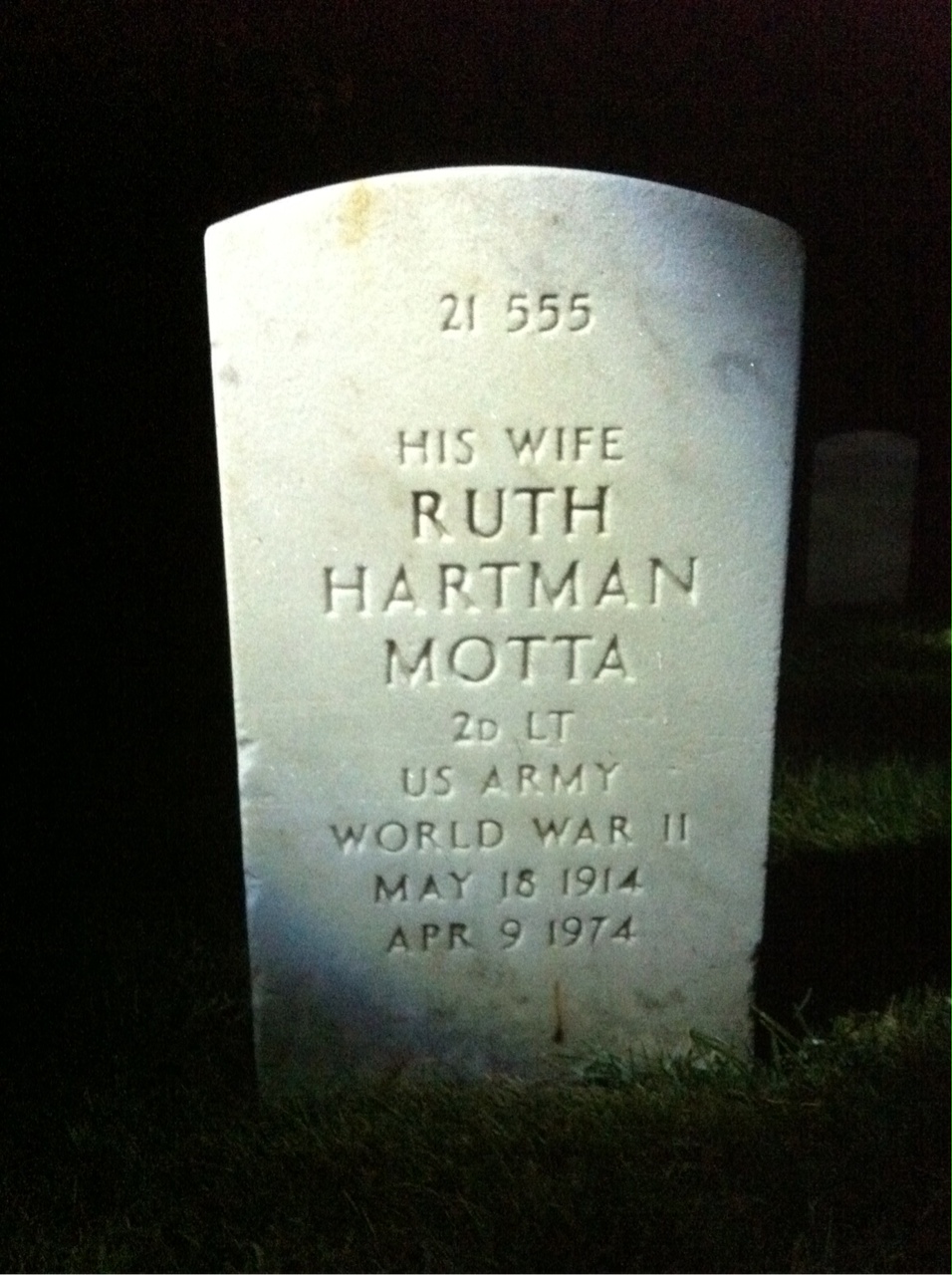 Back of headstone — Anthony Motta