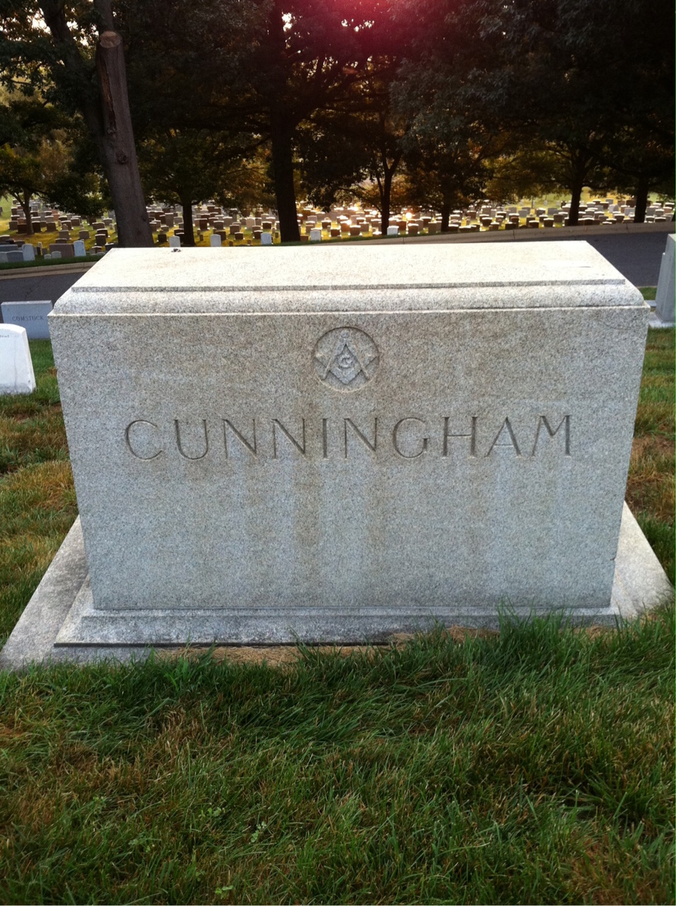 Back of headstone — Josephus Cunningham