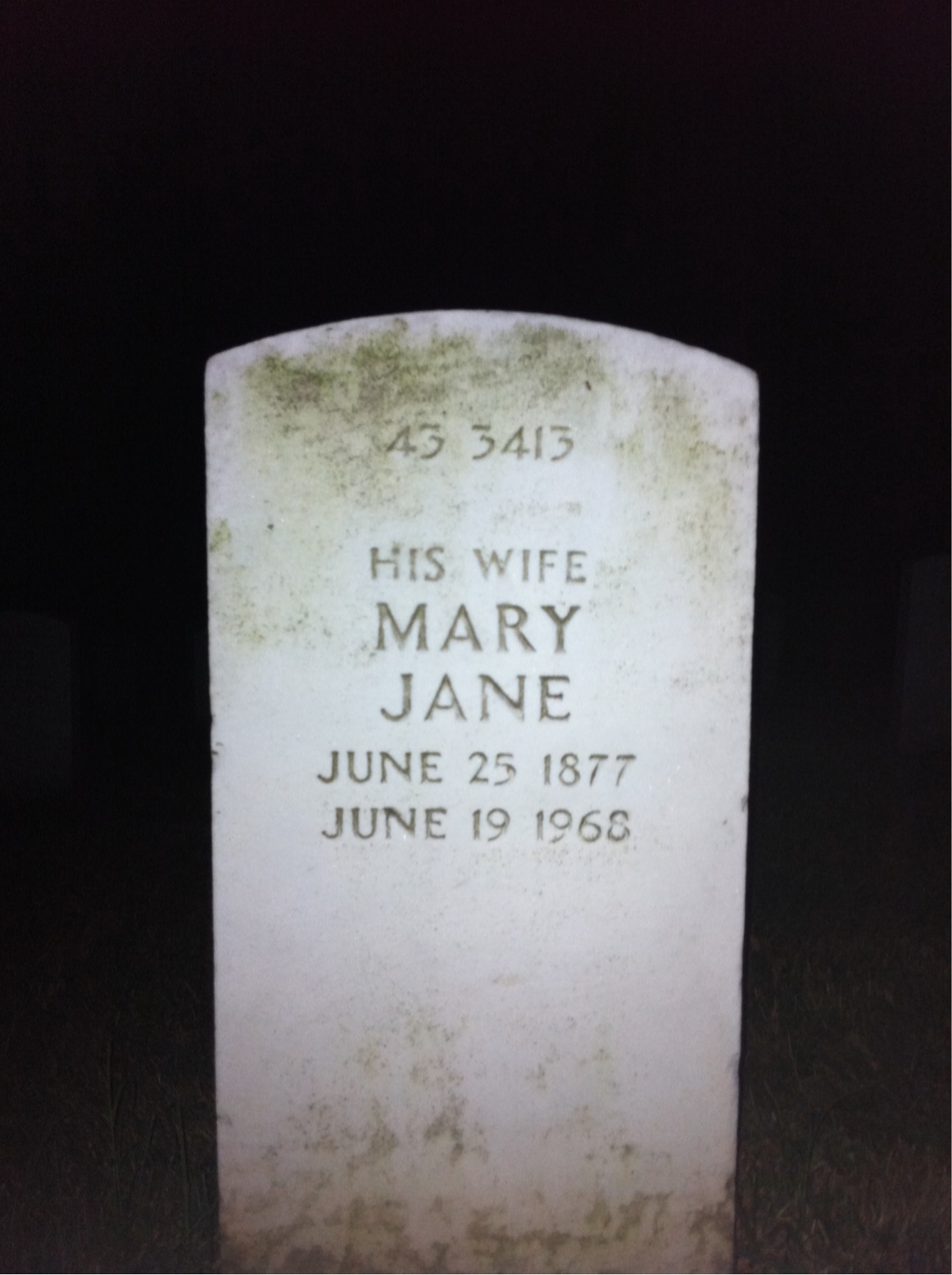 Back of headstone — Mary Mortensen