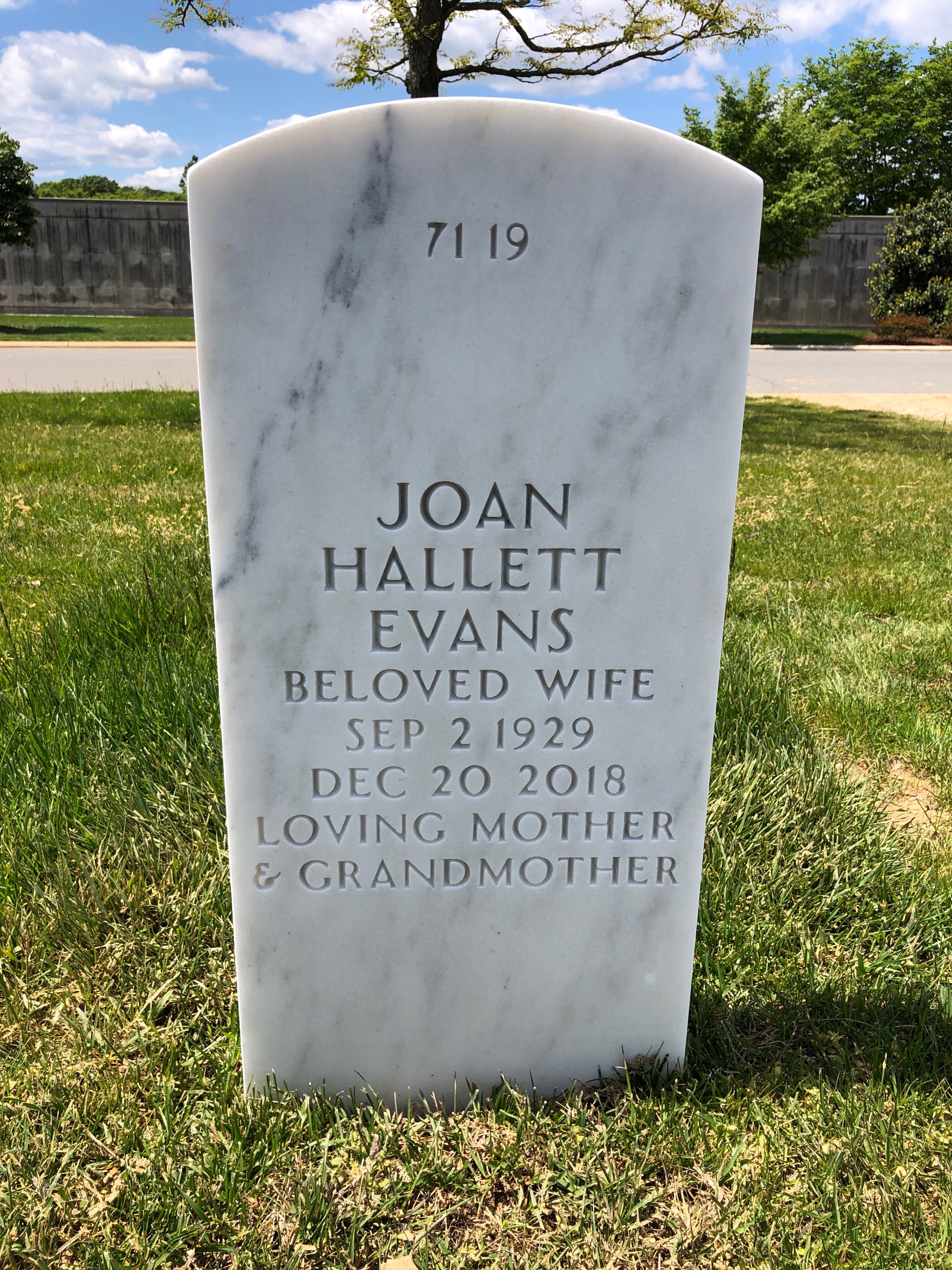 Back of headstone — Thomas G Evans