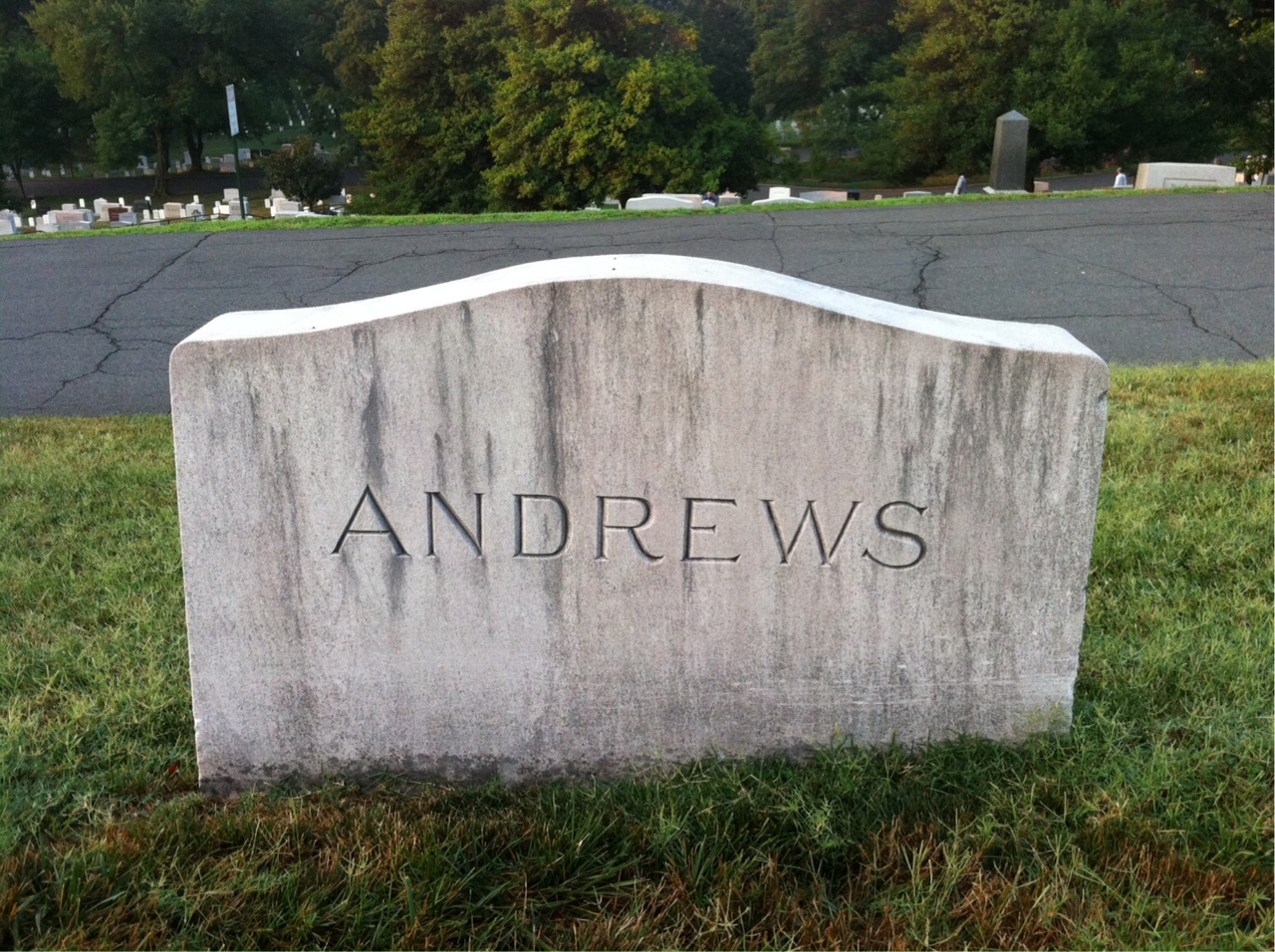 Back of headstone — George Andrews