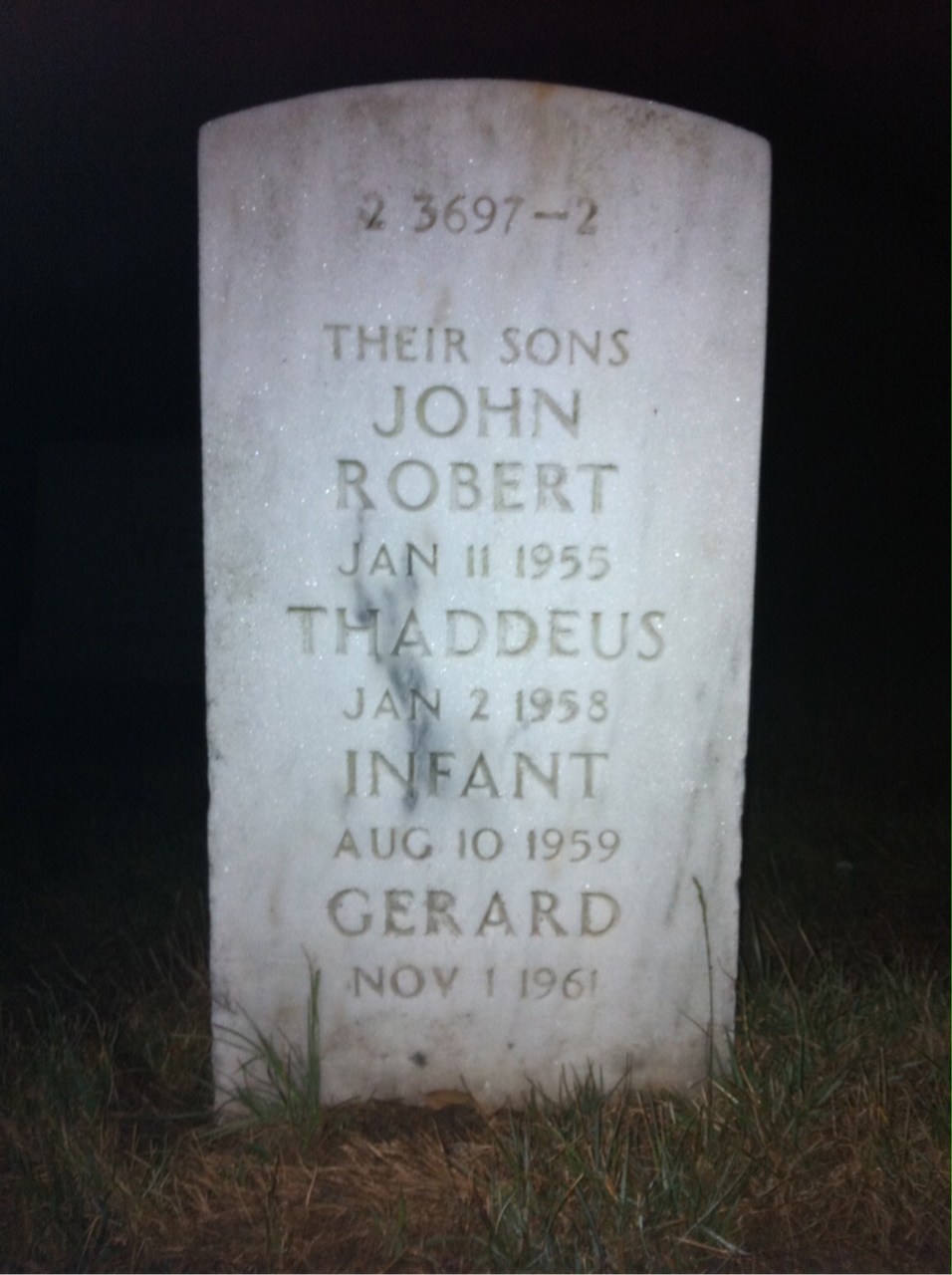 Back of headstone — Thaddeus Miller