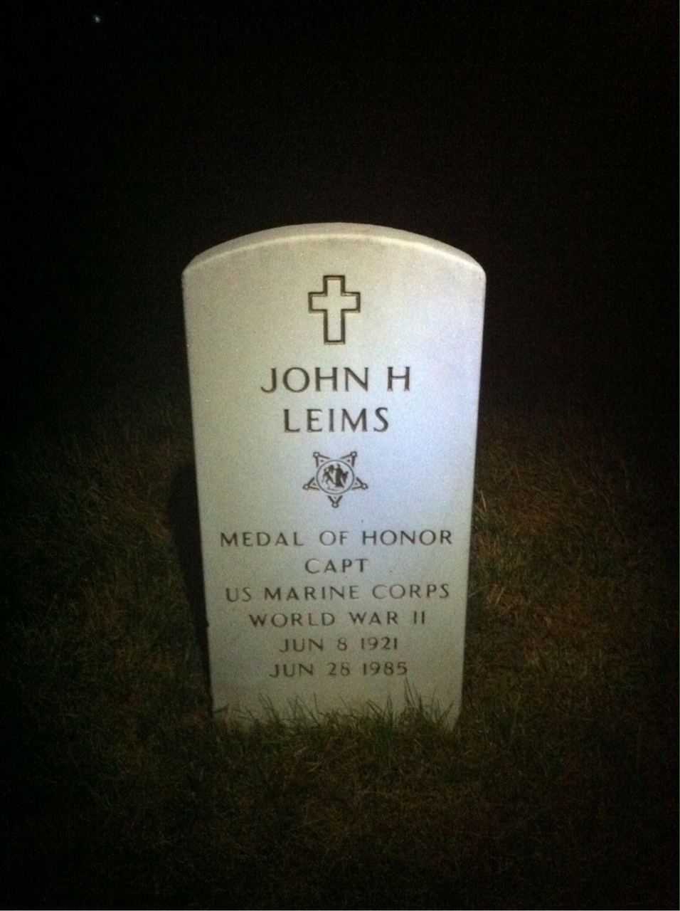 Headstone shared by 2 interments, including John H. Leims