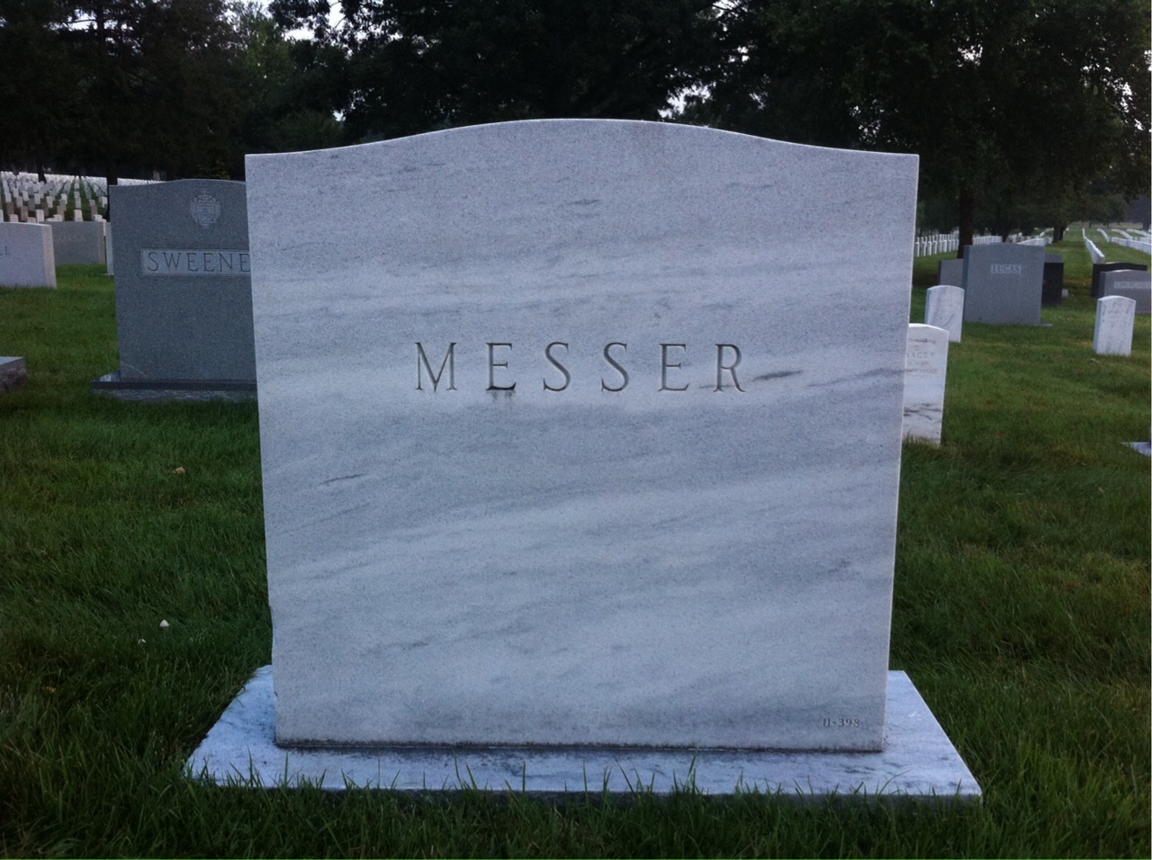 Back of headstone — Thomas Hubert Messer