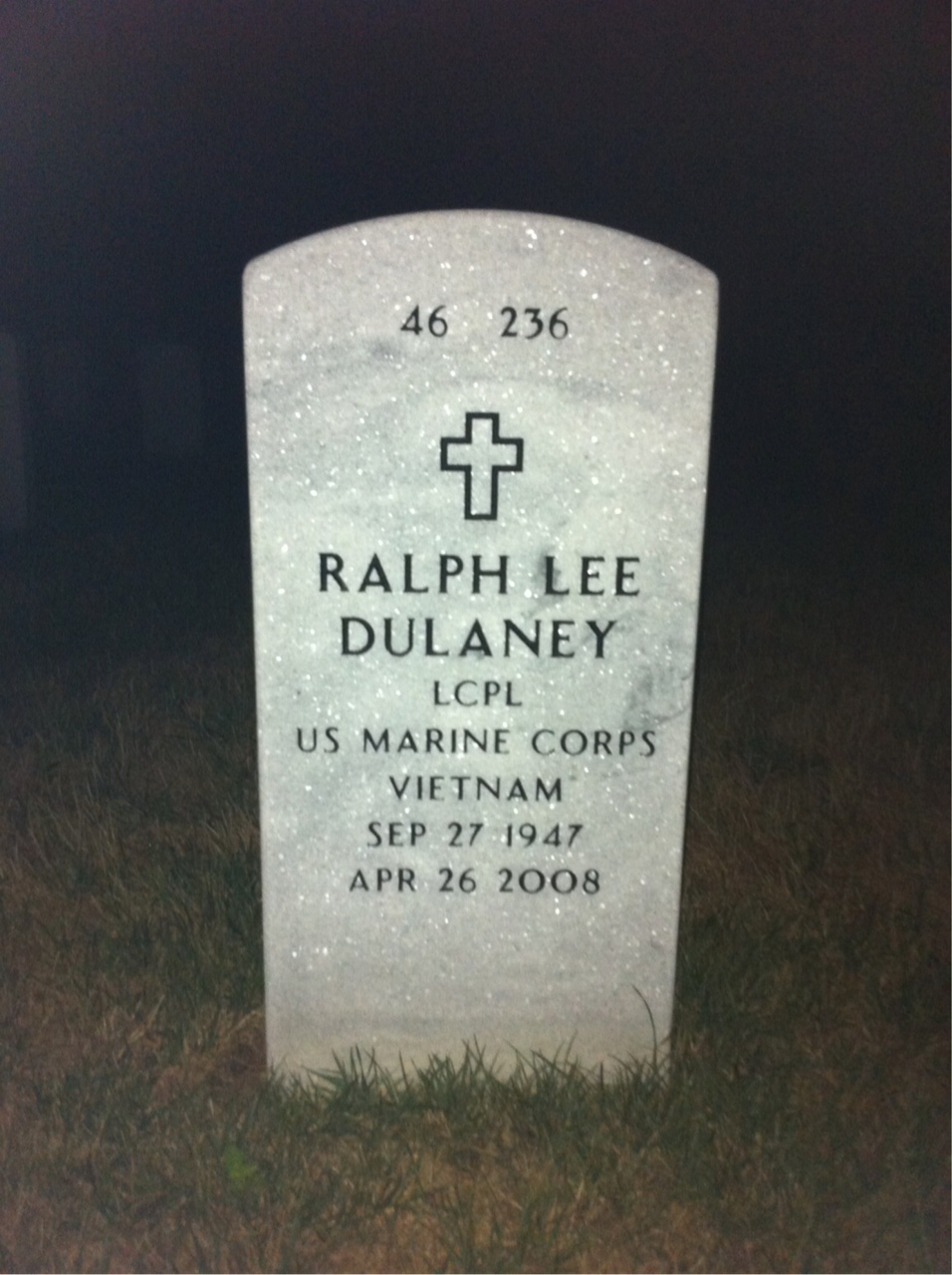 Back of headstone — Ralph Dulaney
