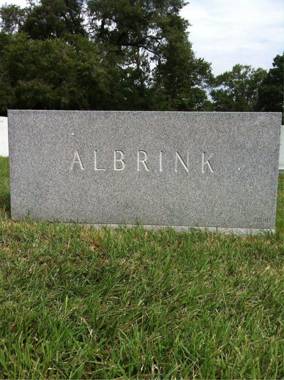 Back of headstone — Frederick Albrink