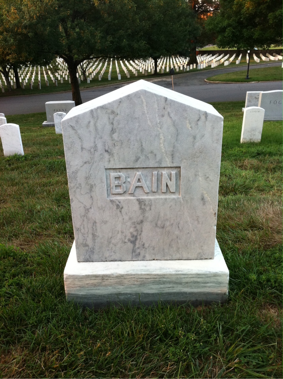 Back of headstone — John Bain