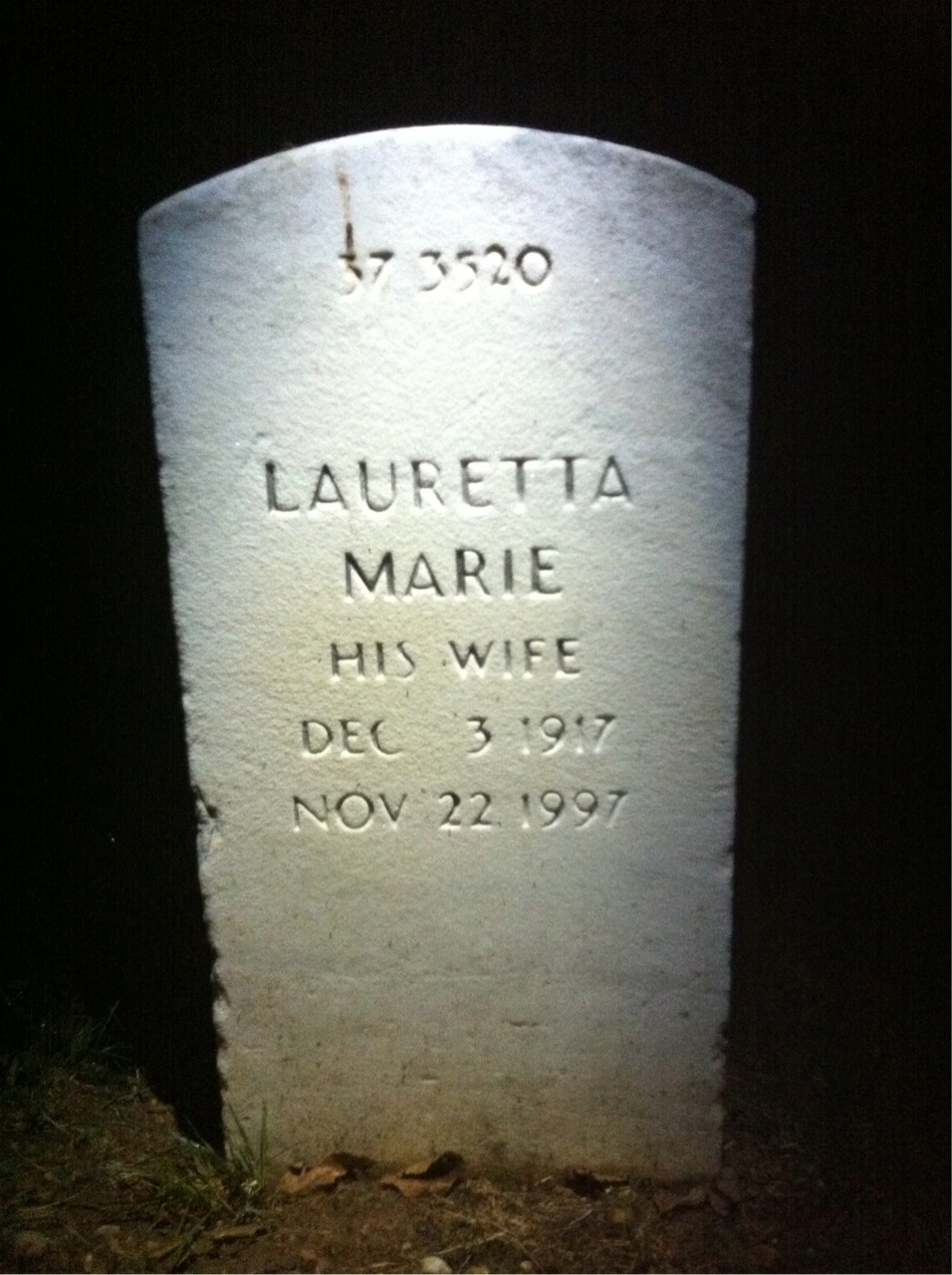 Back of headstone — William W Mayo
