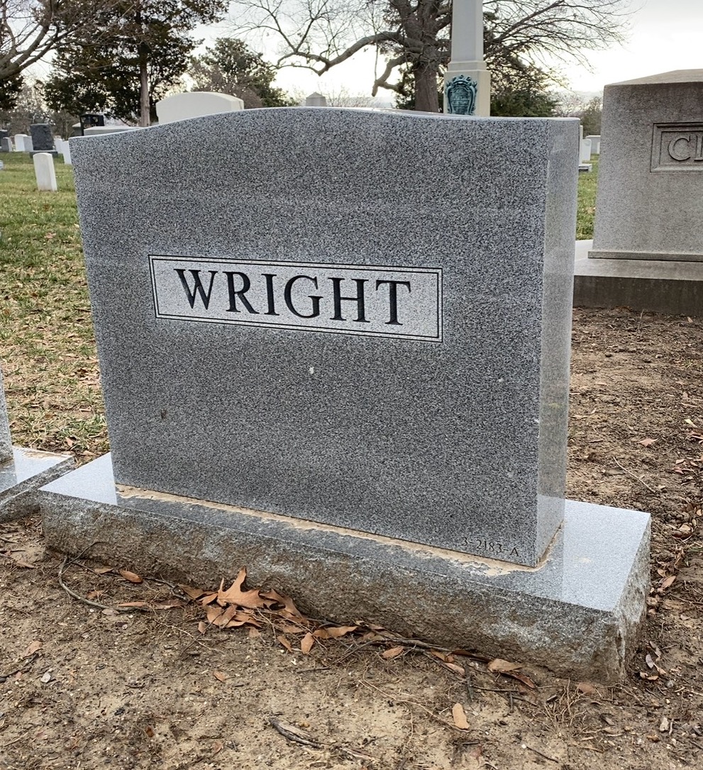 Back of headstone — Edward Sie Wright