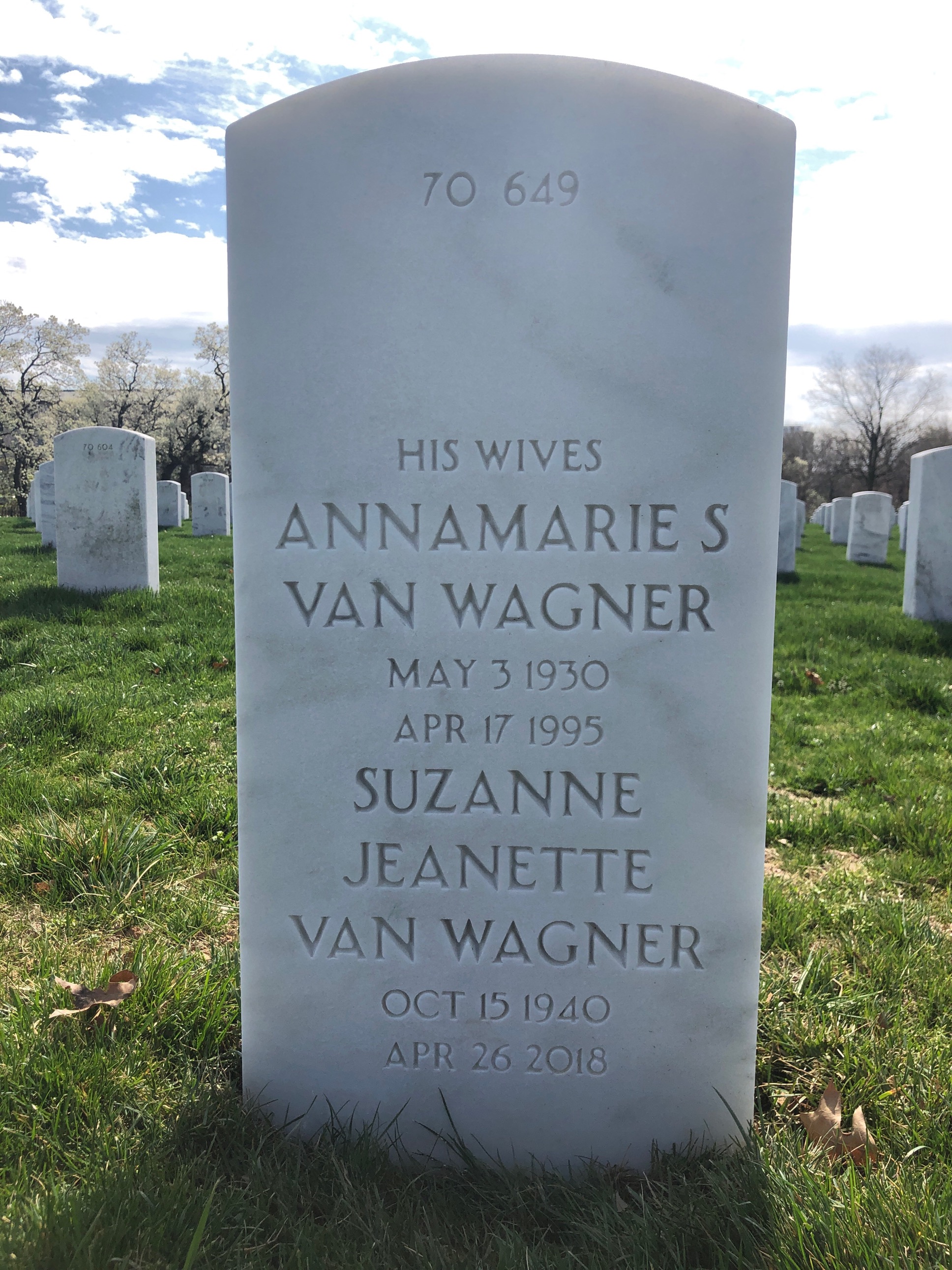 Back of headstone — Joseph Van Wagner
